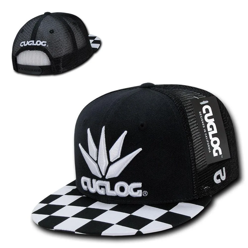 1 Dozen Cuglog Checker 6 Panel Retro Flat Bill Trucker Caps Hats Wholesale Lots