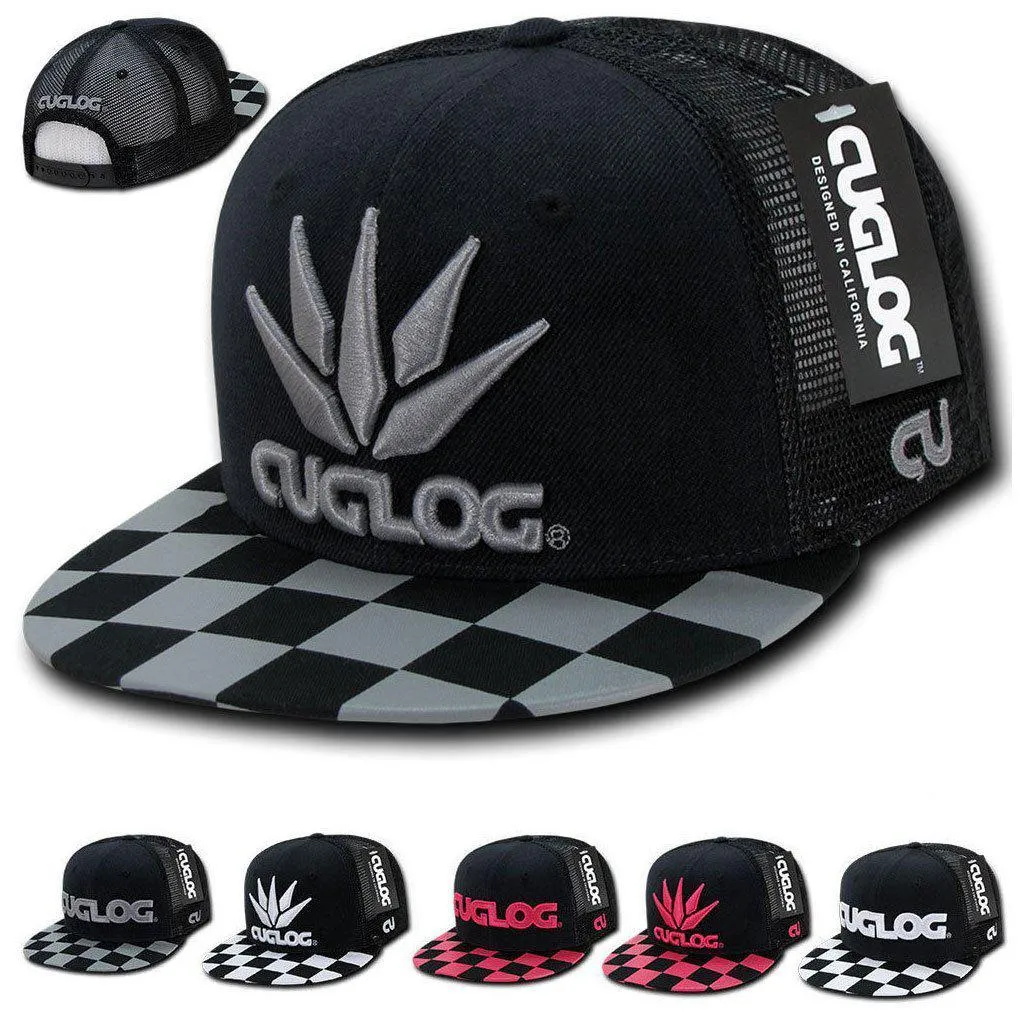 1 Dozen Cuglog Checker 6 Panel Retro Flat Bill Trucker Caps Hats Wholesale Lots