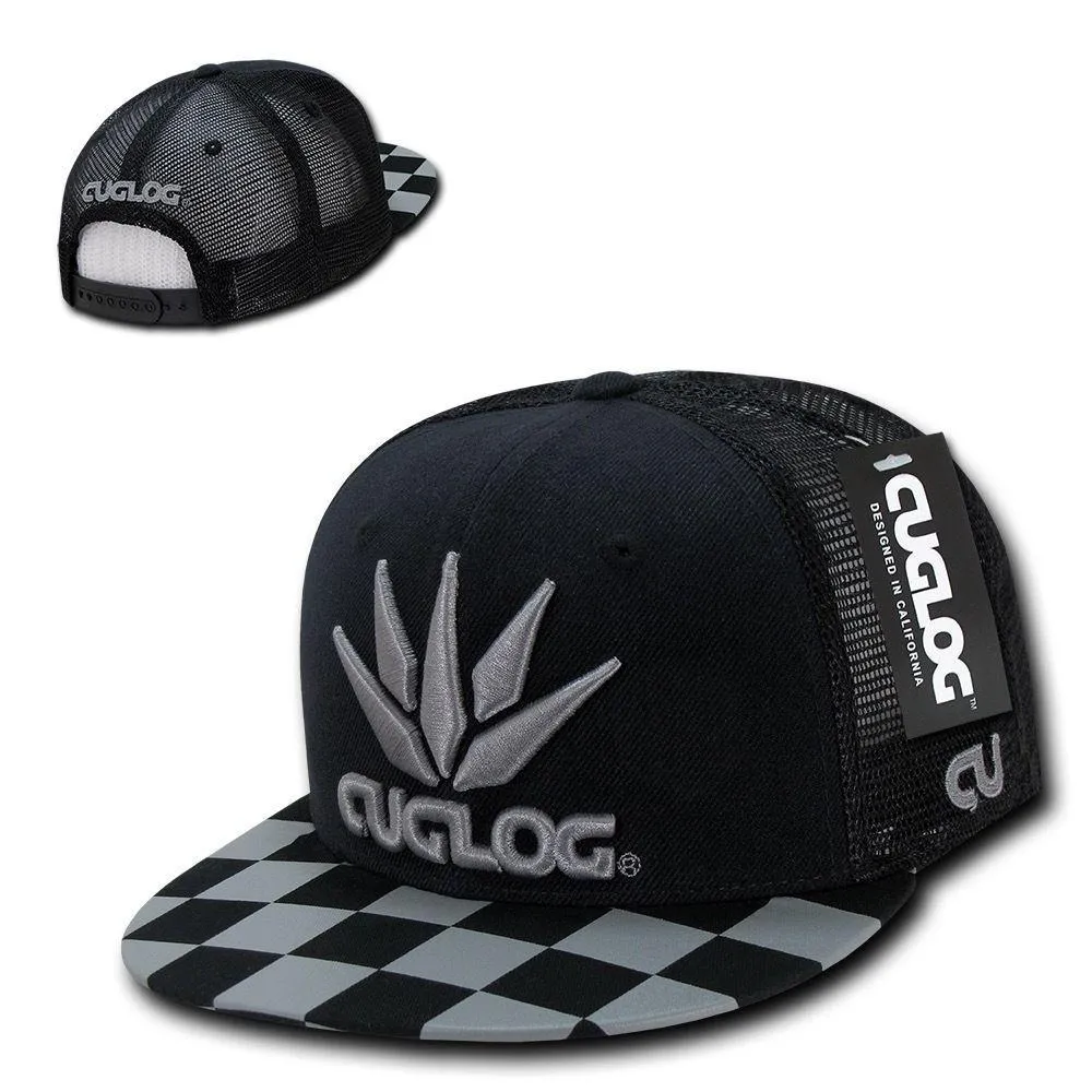 1 Dozen Cuglog Checker 6 Panel Retro Flat Bill Trucker Caps Hats Wholesale Lots