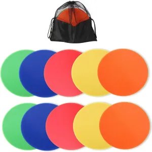 10 Inch Poly Vinyl Spot Markers- Non Slip Rubber Agility Markers Flat Field Cones Floor Dots-for Exercise Drills, Sports, Games, Speed Agility Training -10 Pcs