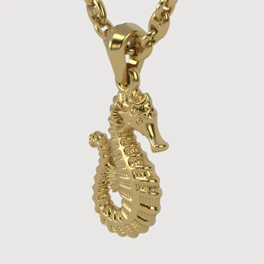 14k Gold Seahorse Pendant