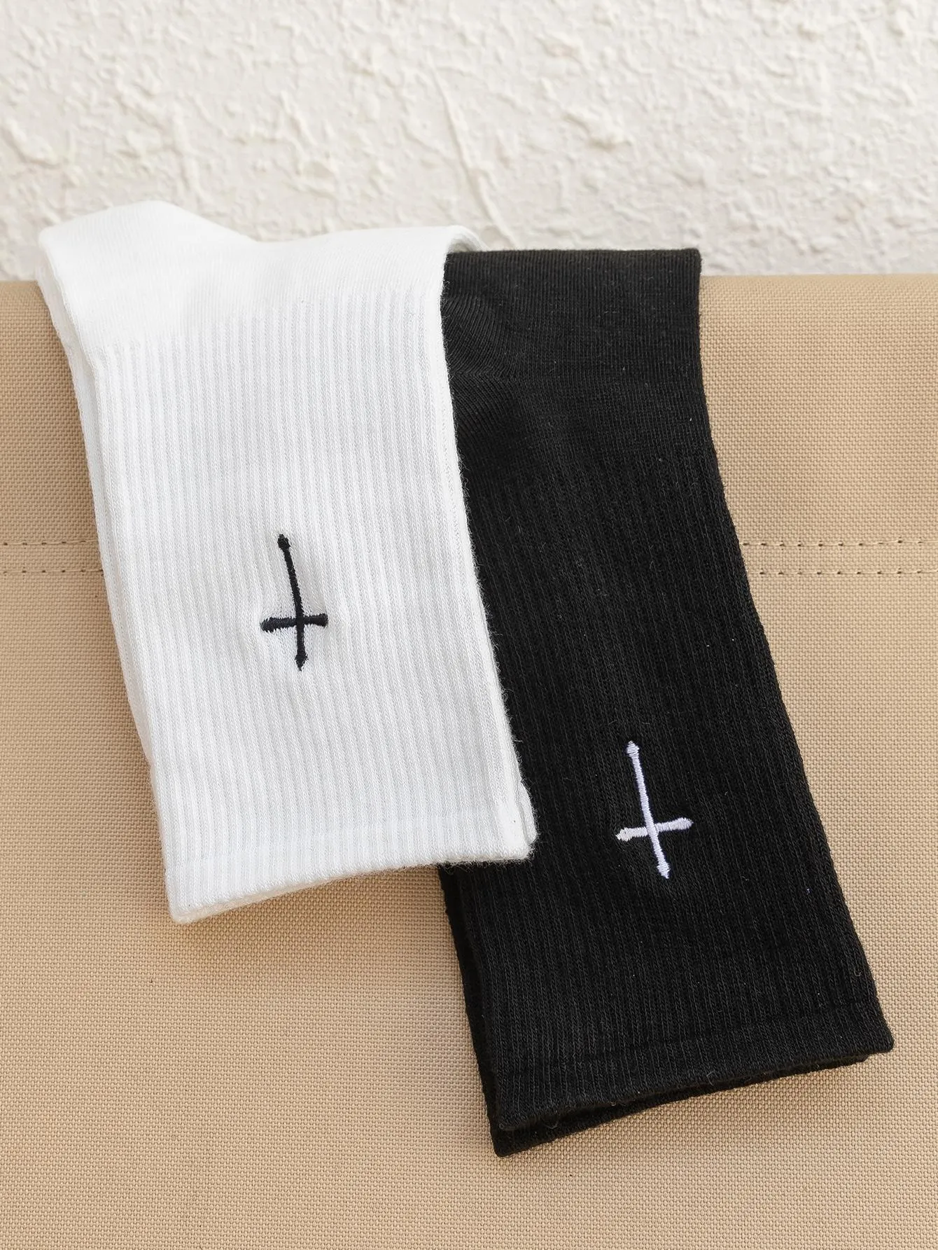 2pairs Cross Embroidery Cross Design for Women Cute Socks Novelty Socks Fun