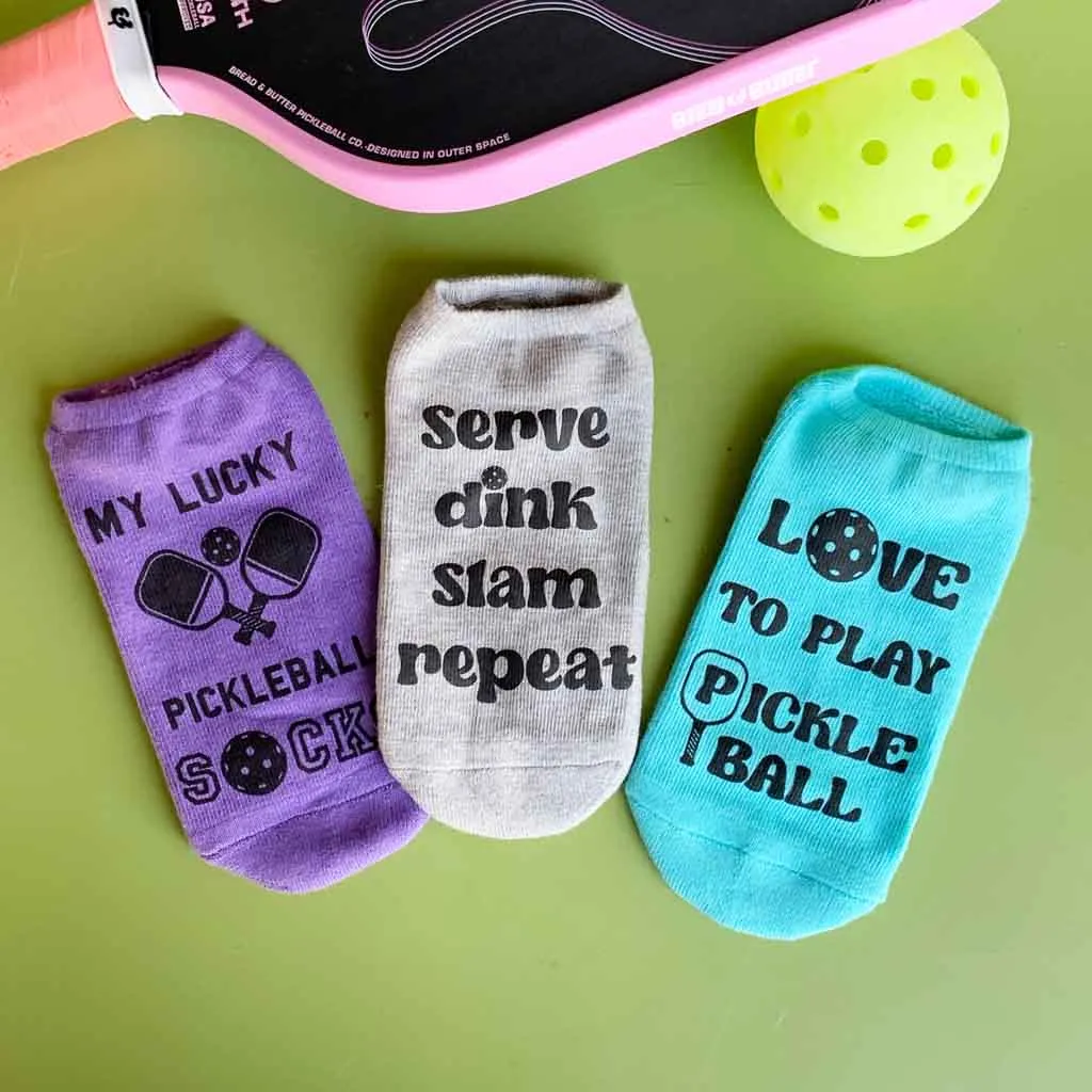 3 Pair Pack Pickleball Socks for Women: Funny Pickleball Gift Socks for Her