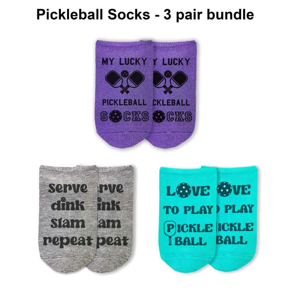3 Pair Pack Pickleball Socks for Women: Funny Pickleball Gift Socks for Her