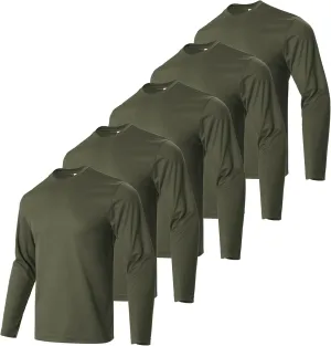 5 Pack Men's T-Shirts,Long Sleeve Athletic Shirt Men,Quick Drying Soft Moisture Wicking Odor Protection