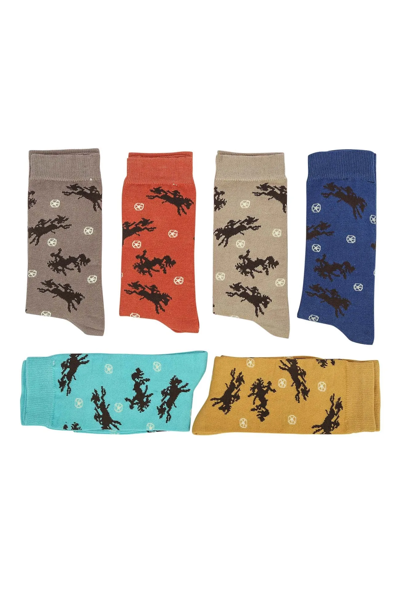 AWST Int'l Lila Bucking Horses Socks 6-pack