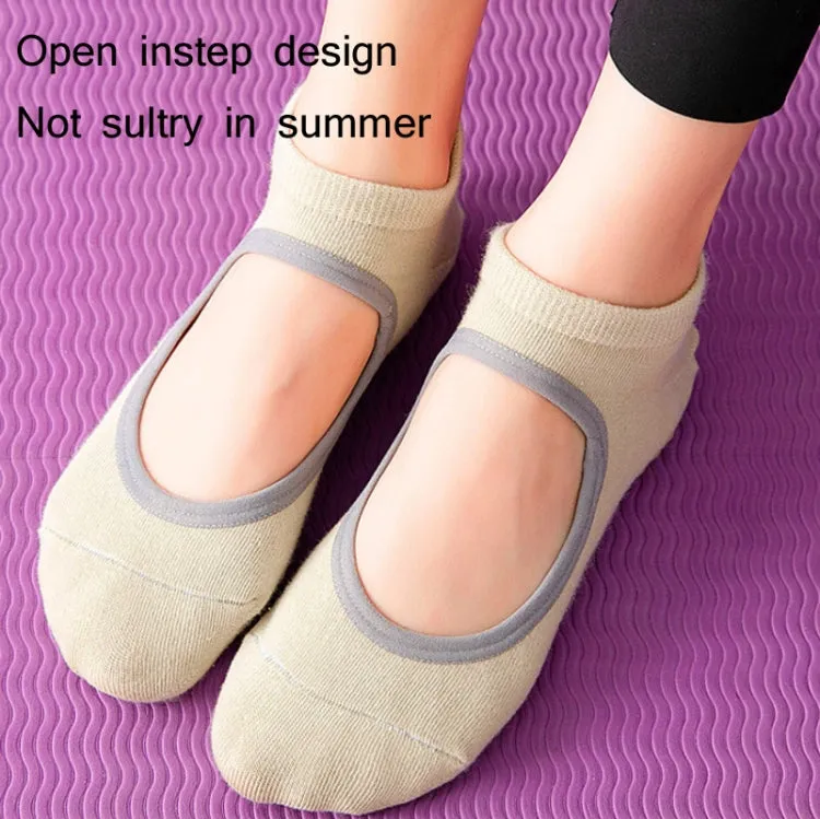 Backless Non-Slip Yoga Dance Socks Gym Indoor Floor Sports Socks, Size: 35-42(Light Blue)