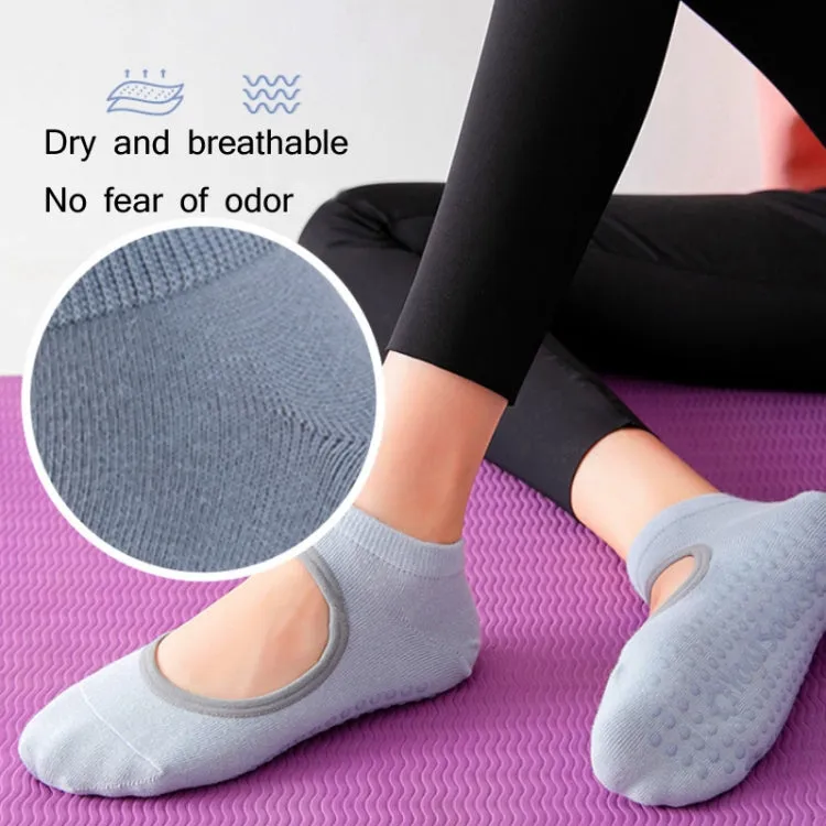 Backless Non-Slip Yoga Dance Socks Gym Indoor Floor Sports Socks, Size: 35-42(Light Blue)
