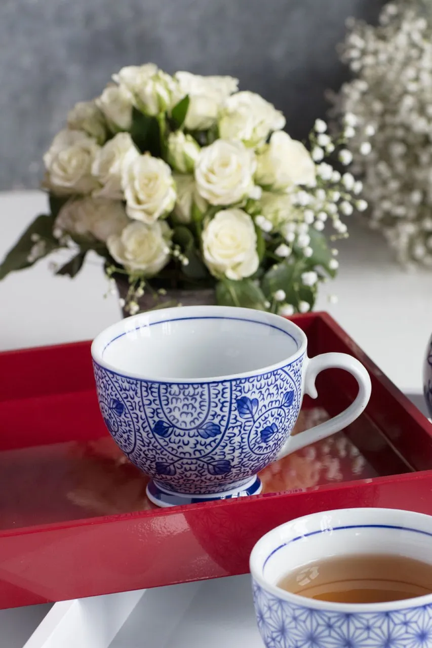 Blue & White Ceramic Coffee Cup Set of 4 by Vagabond Vintage