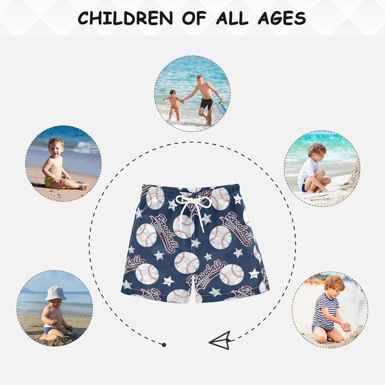 Boys Swim Trunks Beach Board Shorts Quick Dry Swimsuit Bathing Suits with Mesh Lining