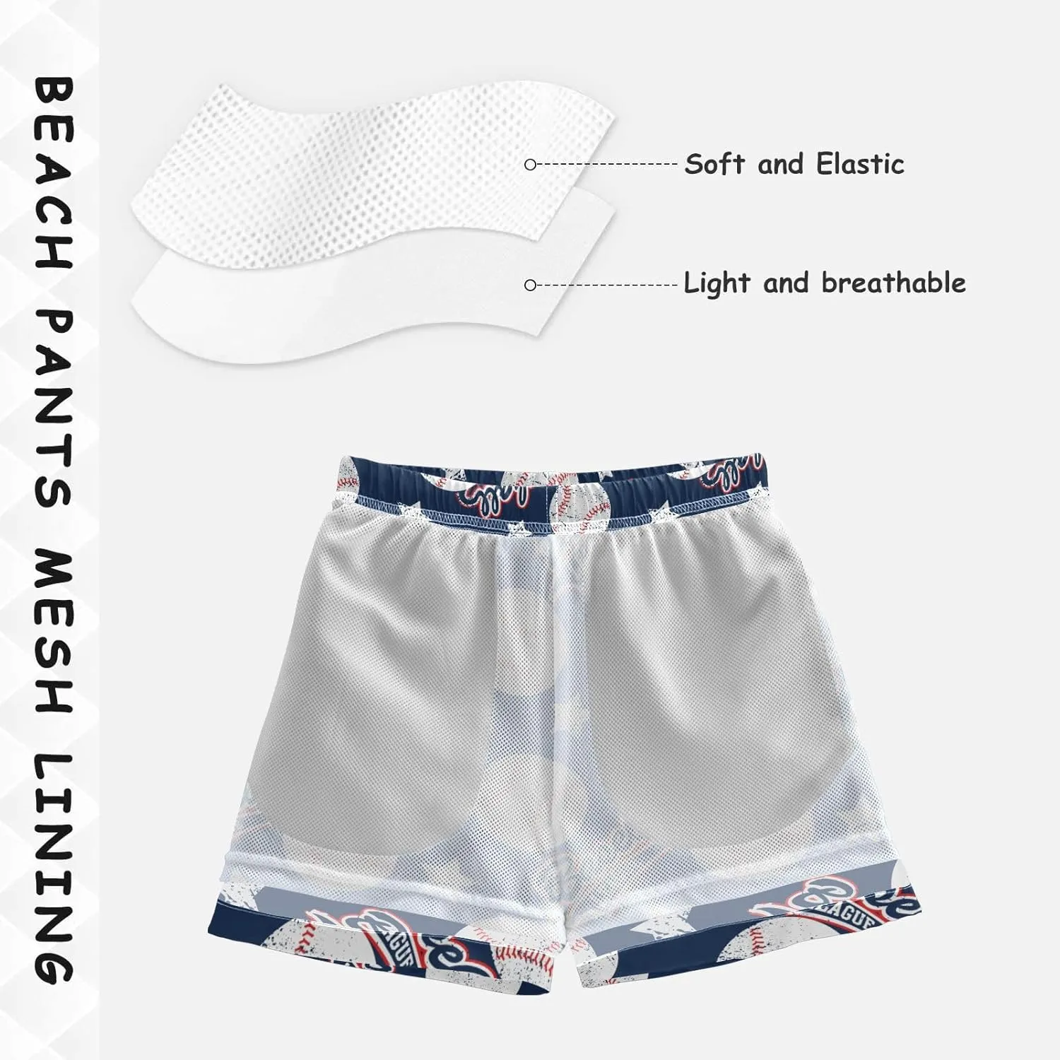 Boys Swim Trunks Beach Board Shorts Quick Dry Swimsuit Bathing Suits with Mesh Lining