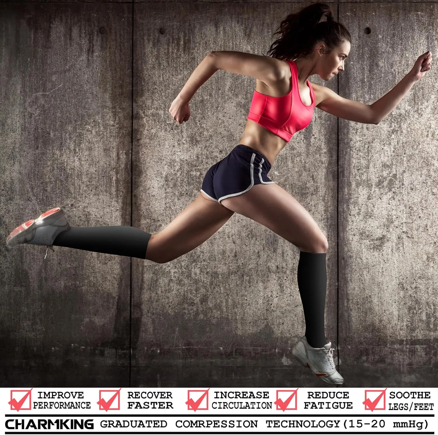 CHARMKING 3 Pairs Open Toe Compression Socks for Women & Men Circulation 15-20 mmHg is Best Support for All Day Wear