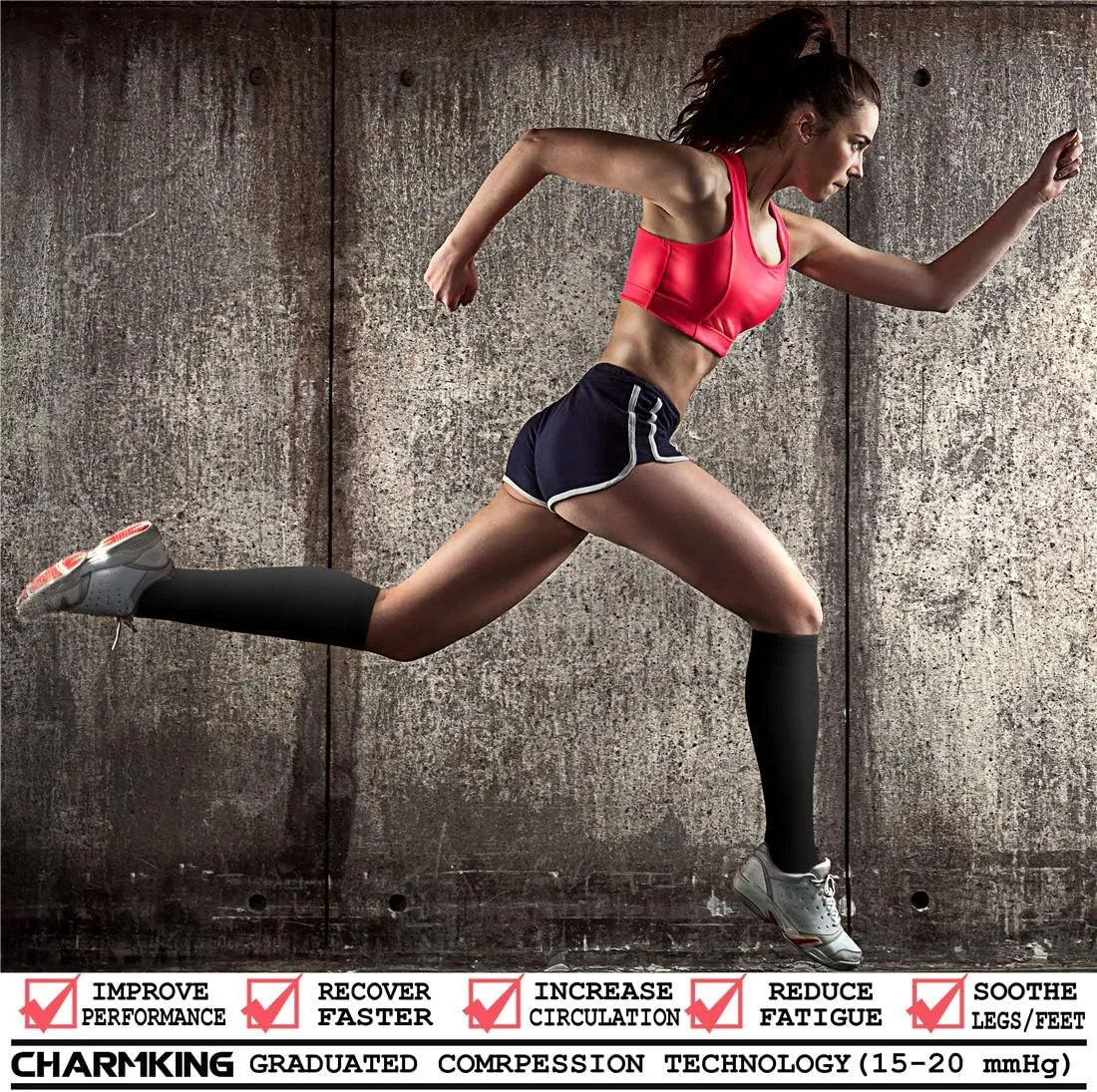 CHARMKING Compression Socks for Women and Men Circulation 4 Pairs 15-20 mmHg Best Support for Athletic Running Cycling