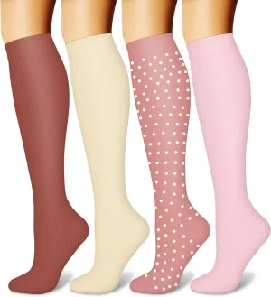 CHARMKING Compression Socks for Women and Men Circulation 4 Pairs 15-20 mmHg Best Support for Athletic Running Cycling