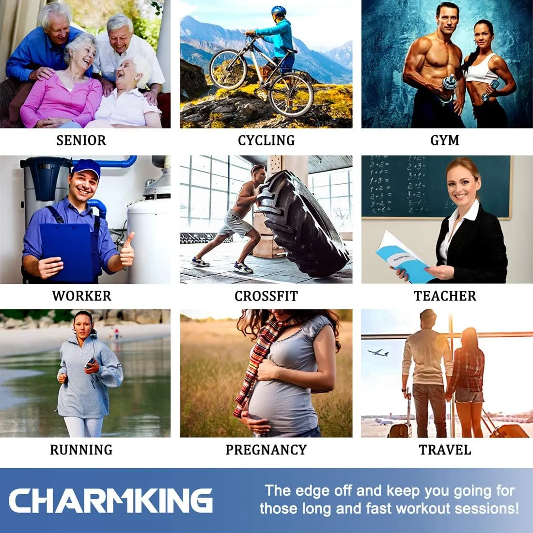 CHARMKING Compression Socks for Women and Men Circulation 4 Pairs 15-20 mmHg Best Support for Athletic Running Cycling