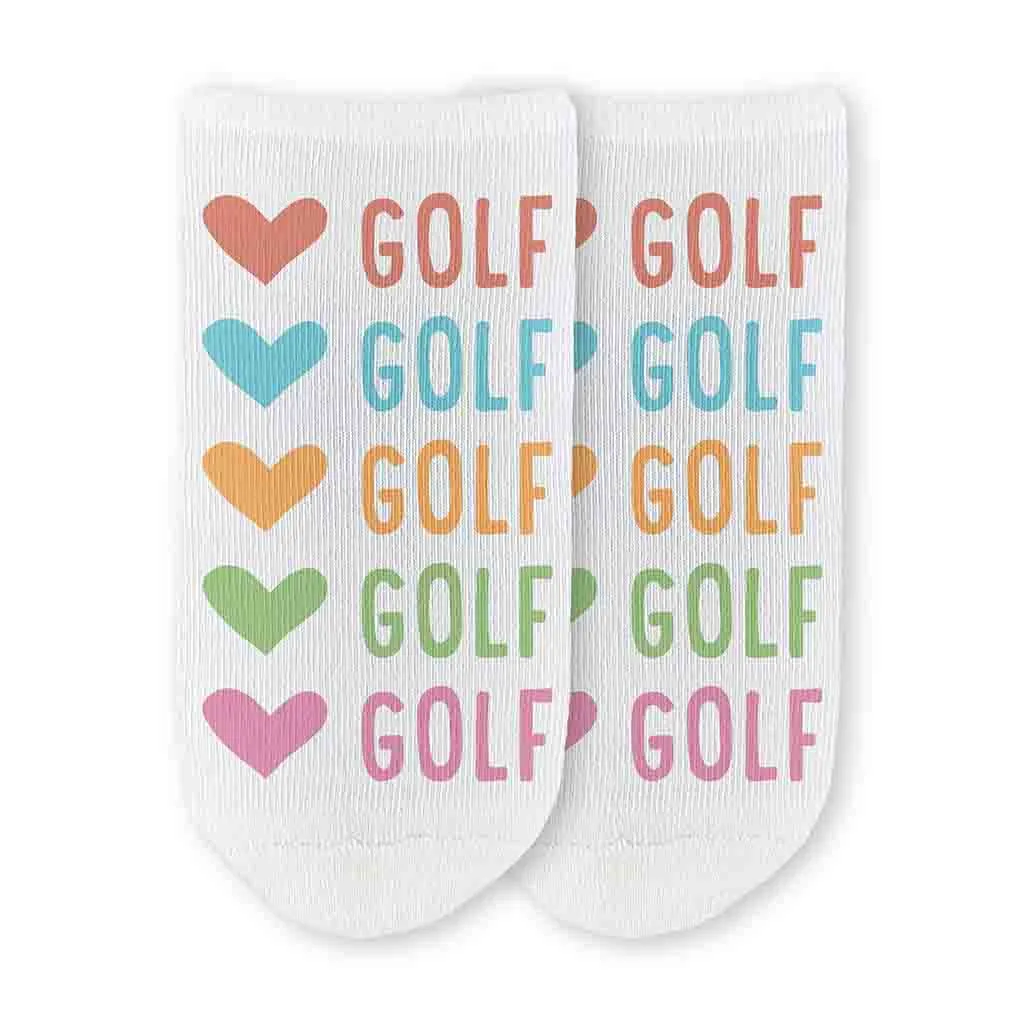 Colorful Heart-Golf Novelty No Show Socks