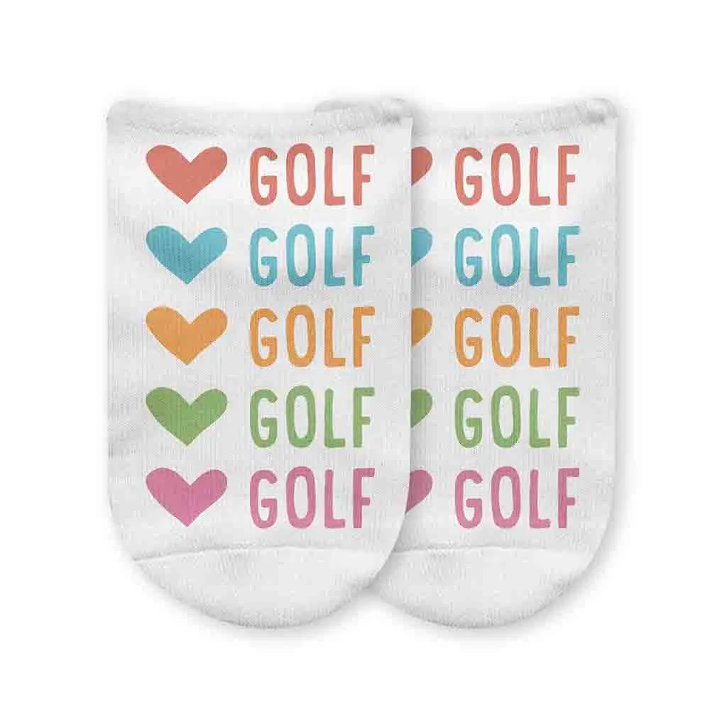 Colorful Heart-Golf Novelty No Show Socks