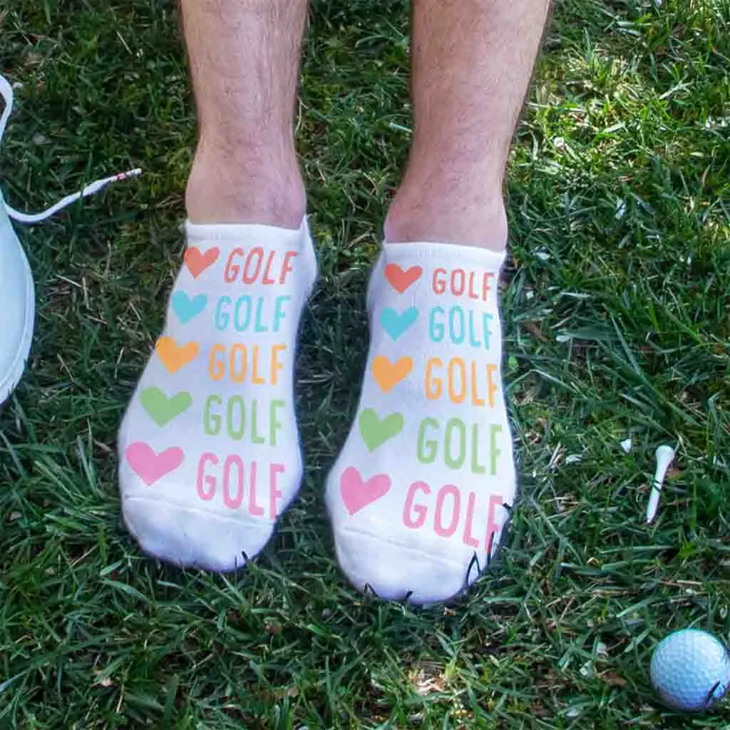 Colorful Heart-Golf Novelty No Show Socks