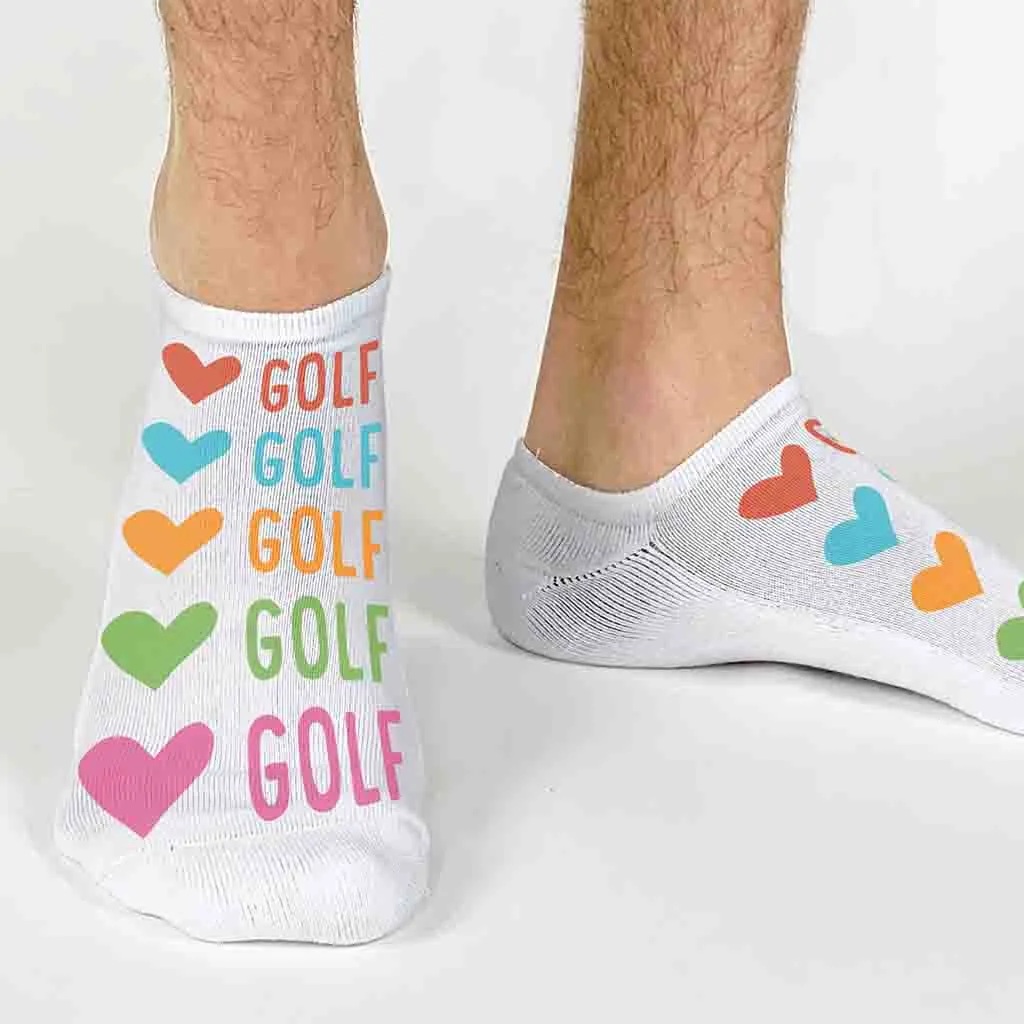 Colorful Heart-Golf Novelty No Show Socks