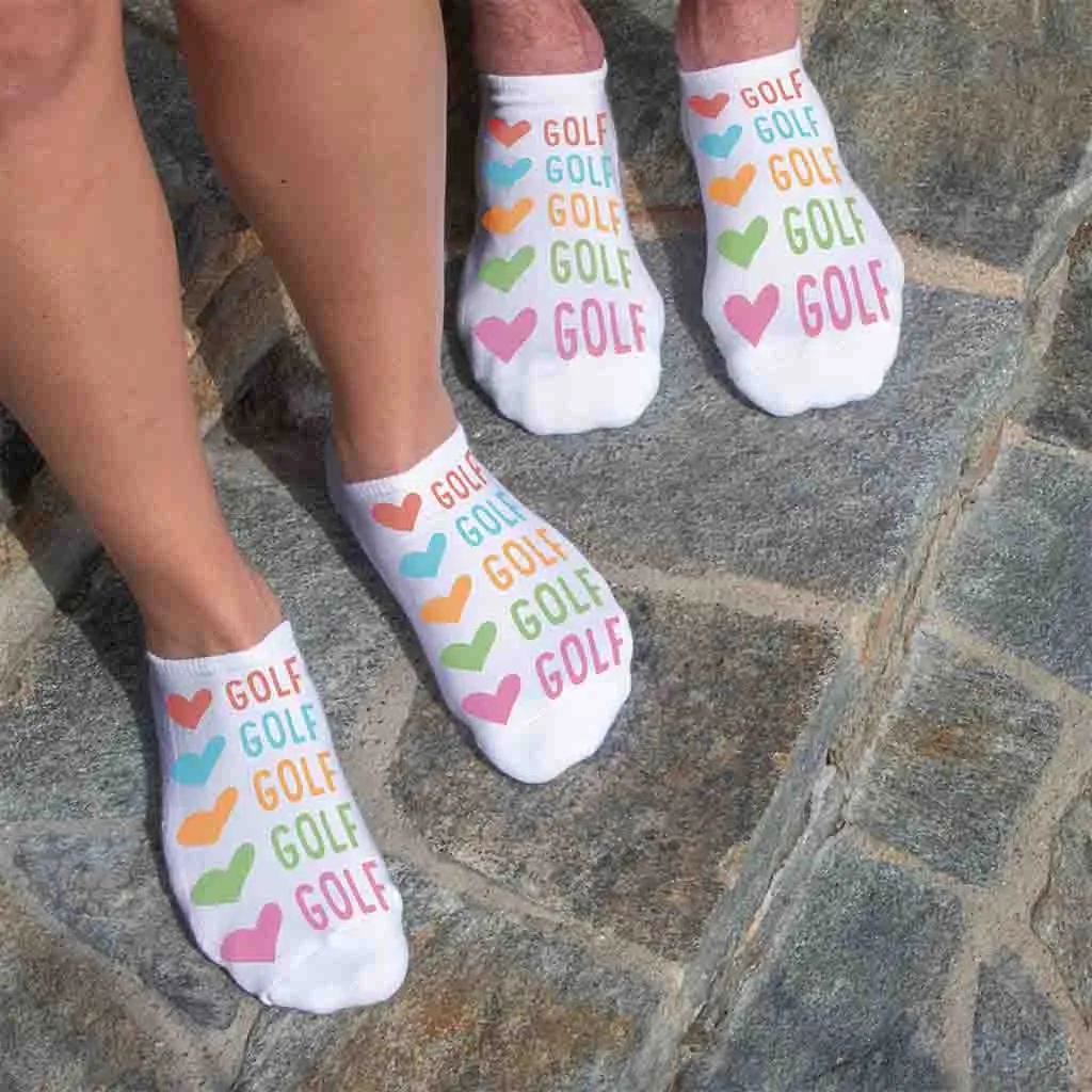 Colorful Heart-Golf Novelty No Show Socks