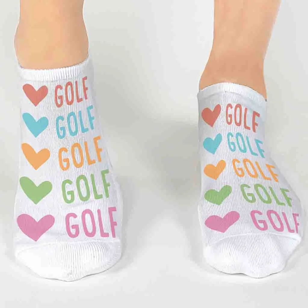 Colorful Heart-Golf Novelty No Show Socks