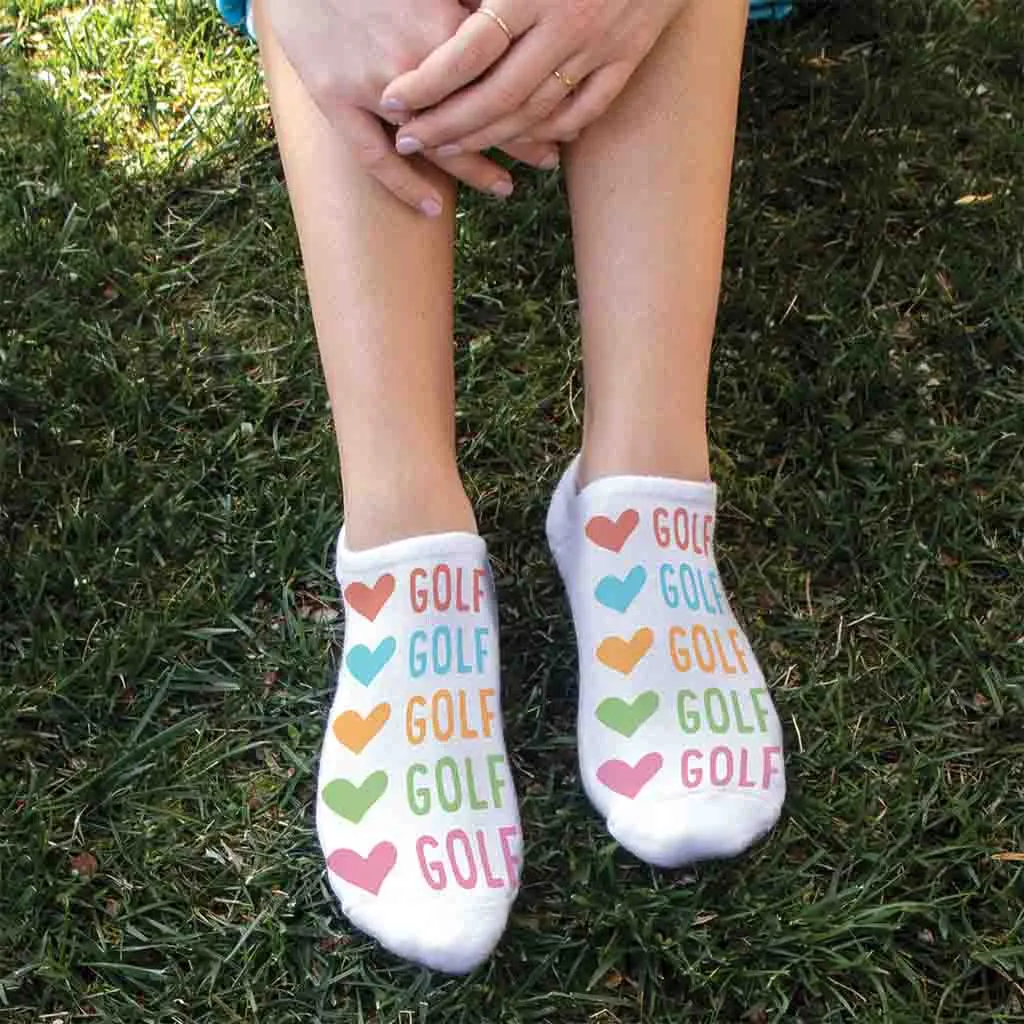 Colorful Heart-Golf Novelty No Show Socks