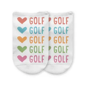 Colorful Heart-Golf Novelty No Show Socks