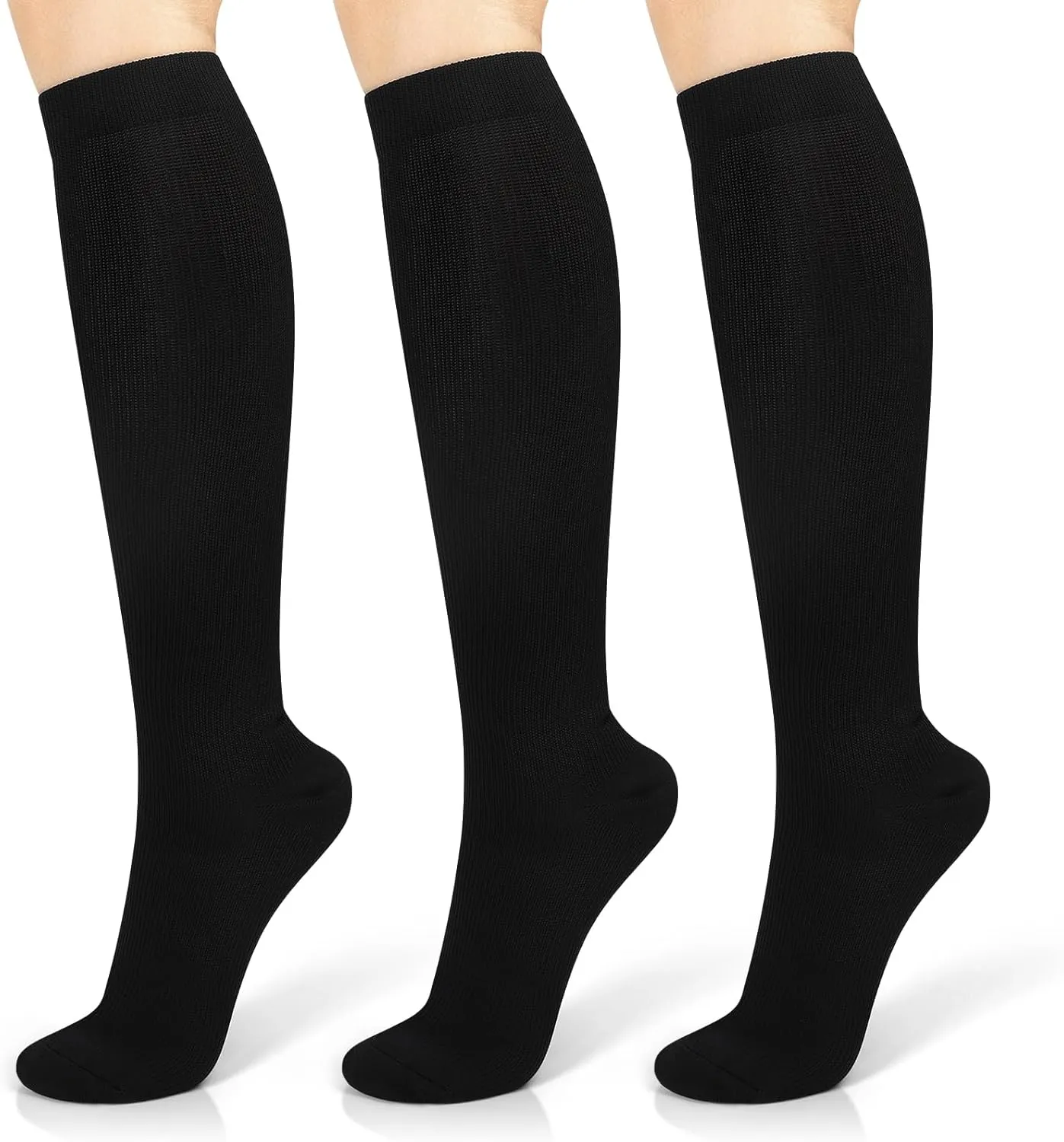 Compression Socks for Women Circulation (3 Pairs) 15-20 mmHg Support for Nurses Athletic Running Cycling Hiking Travel