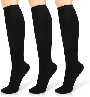 Compression Socks for Women Circulation (3 Pairs) 15-20 mmHg Support for Nurses Athletic Running Cycling Hiking Travel