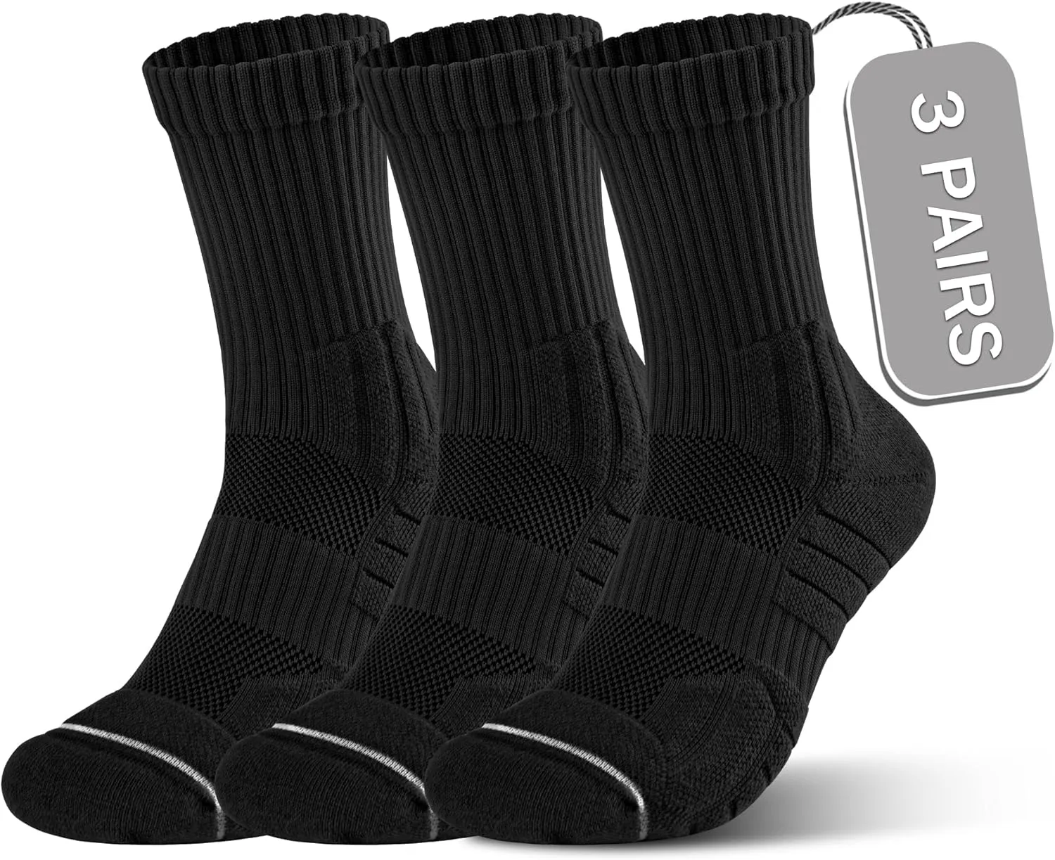 CONRAN KREMIX Running Socks Mens Crew Socks 3 Pairs Cushioned Athletic