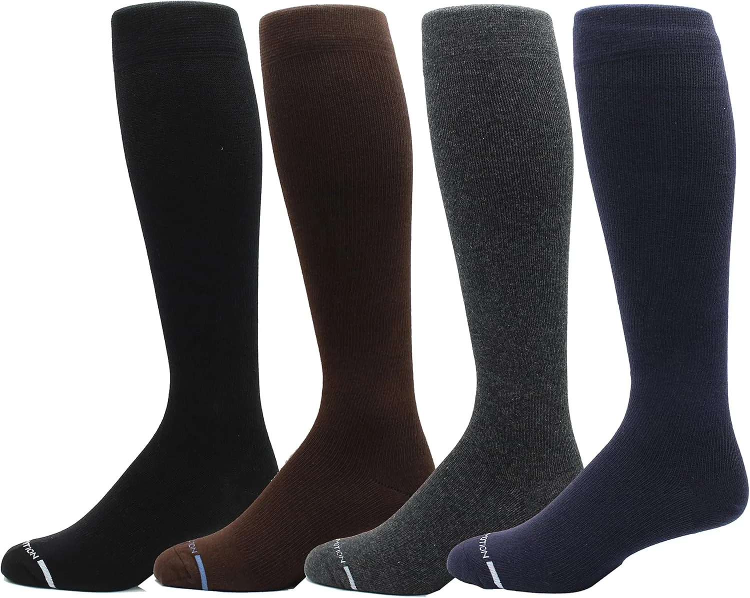 Dr. Motion 4 Pairs Men's Athletic Traveler Graduated Compression Knee High Socks