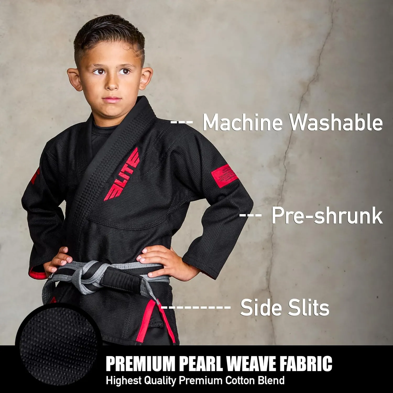Elite Sports IBJJF Ultra Light BJJ Brazilian Jiu Jitsu Gi for Kids with Preshrunk Fabric and Free Belt