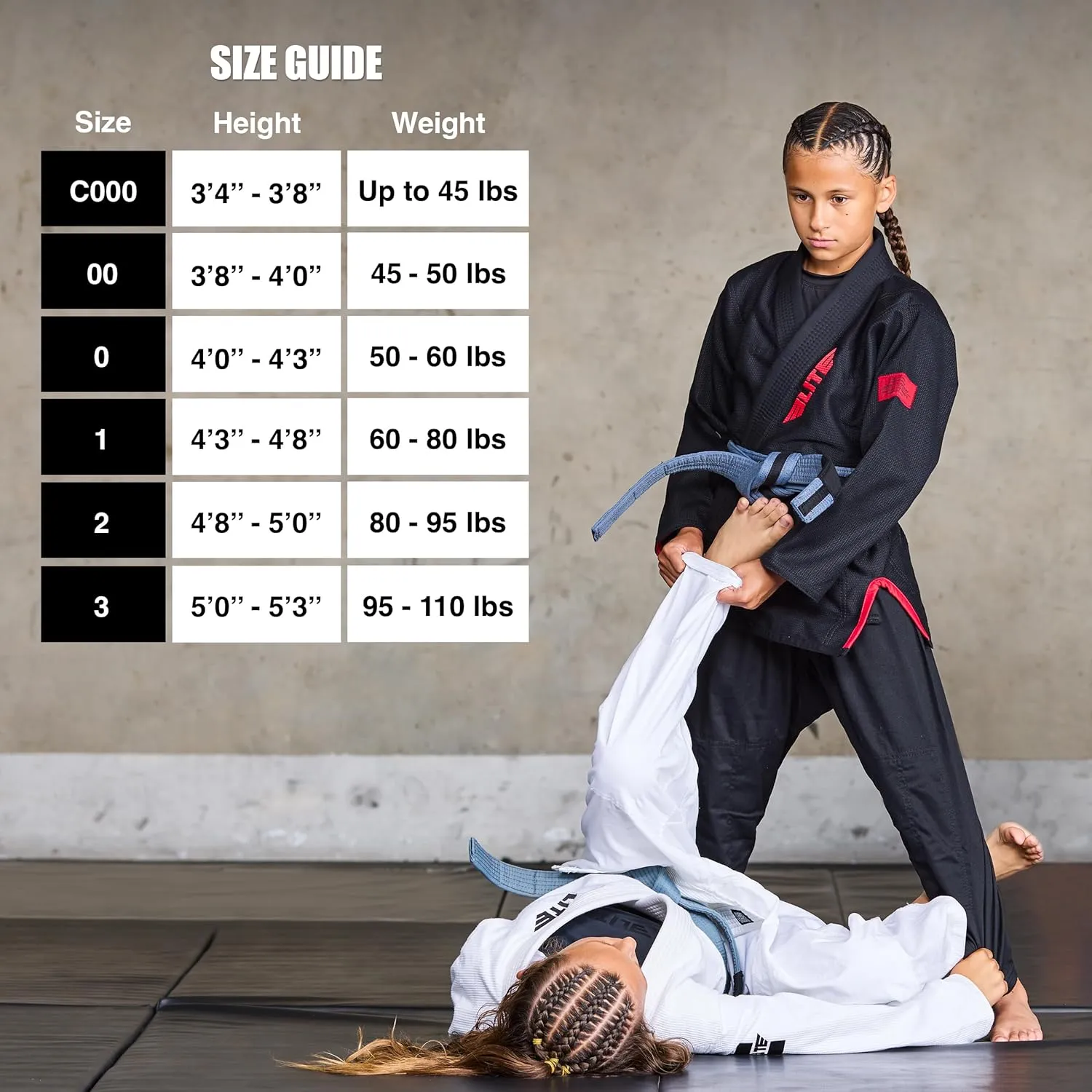 Elite Sports IBJJF Ultra Light BJJ Brazilian Jiu Jitsu Gi for Kids with Preshrunk Fabric and Free Belt