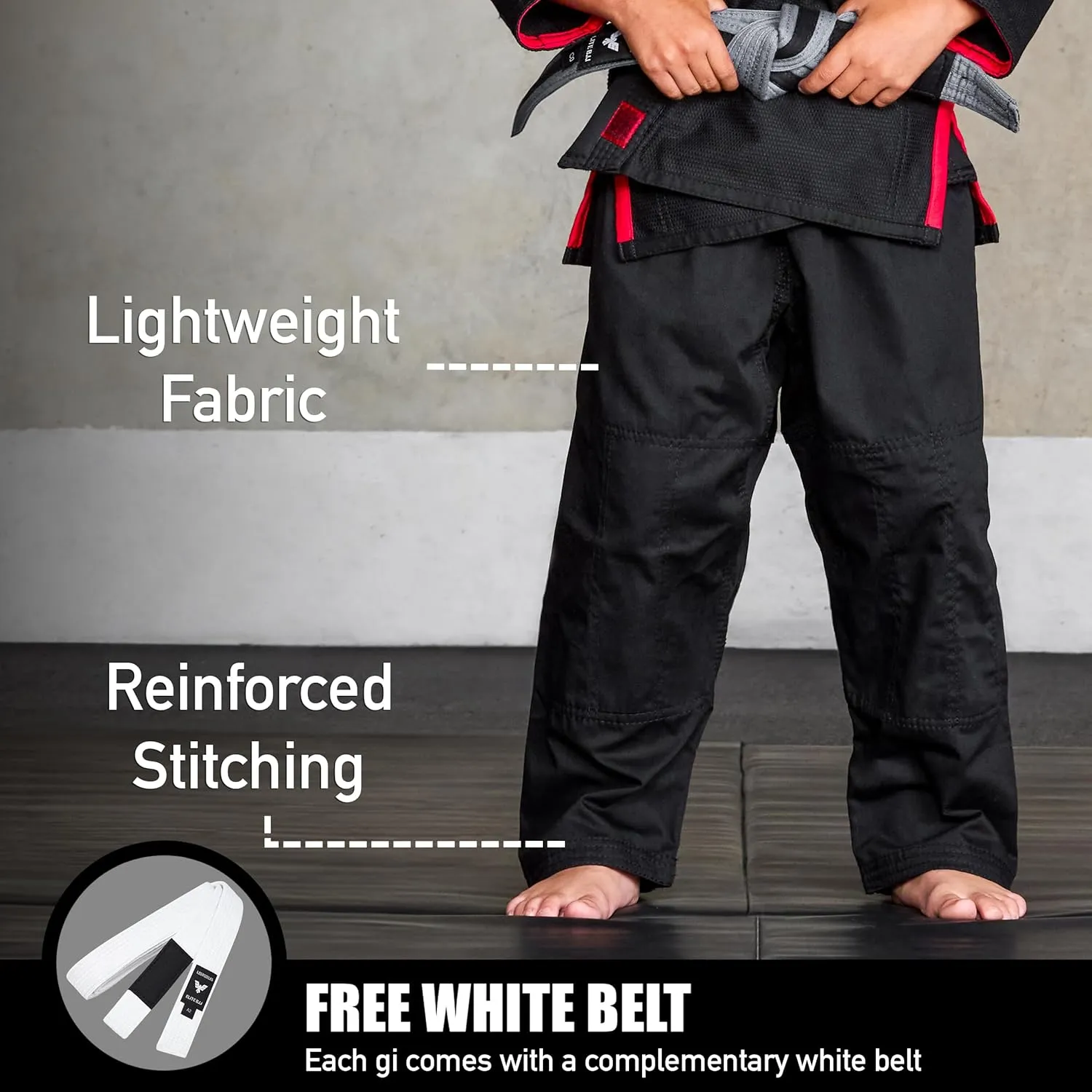 Elite Sports IBJJF Ultra Light BJJ Brazilian Jiu Jitsu Gi for Kids with Preshrunk Fabric and Free Belt