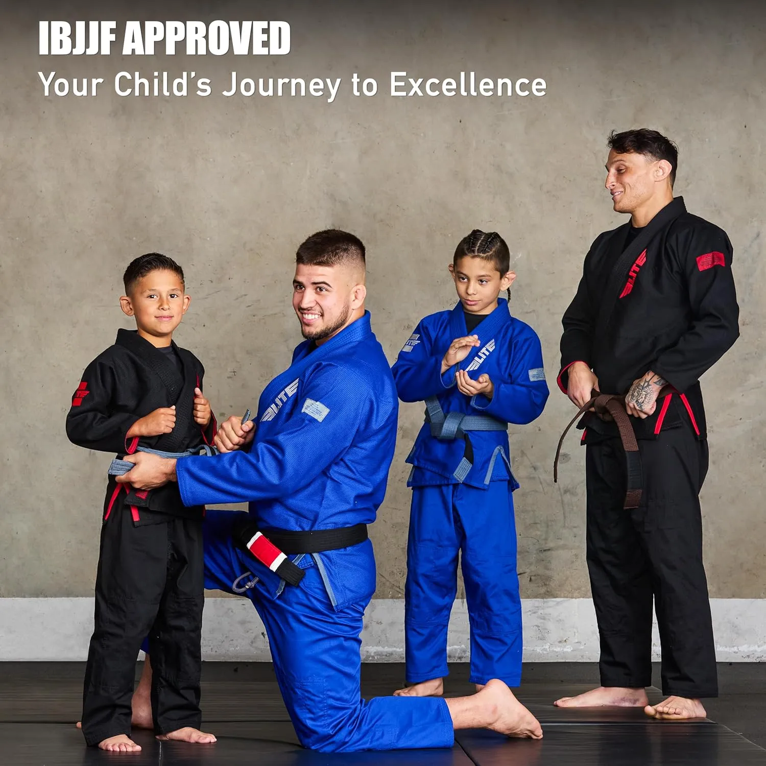 Elite Sports IBJJF Ultra Light BJJ Brazilian Jiu Jitsu Gi for Kids with Preshrunk Fabric and Free Belt