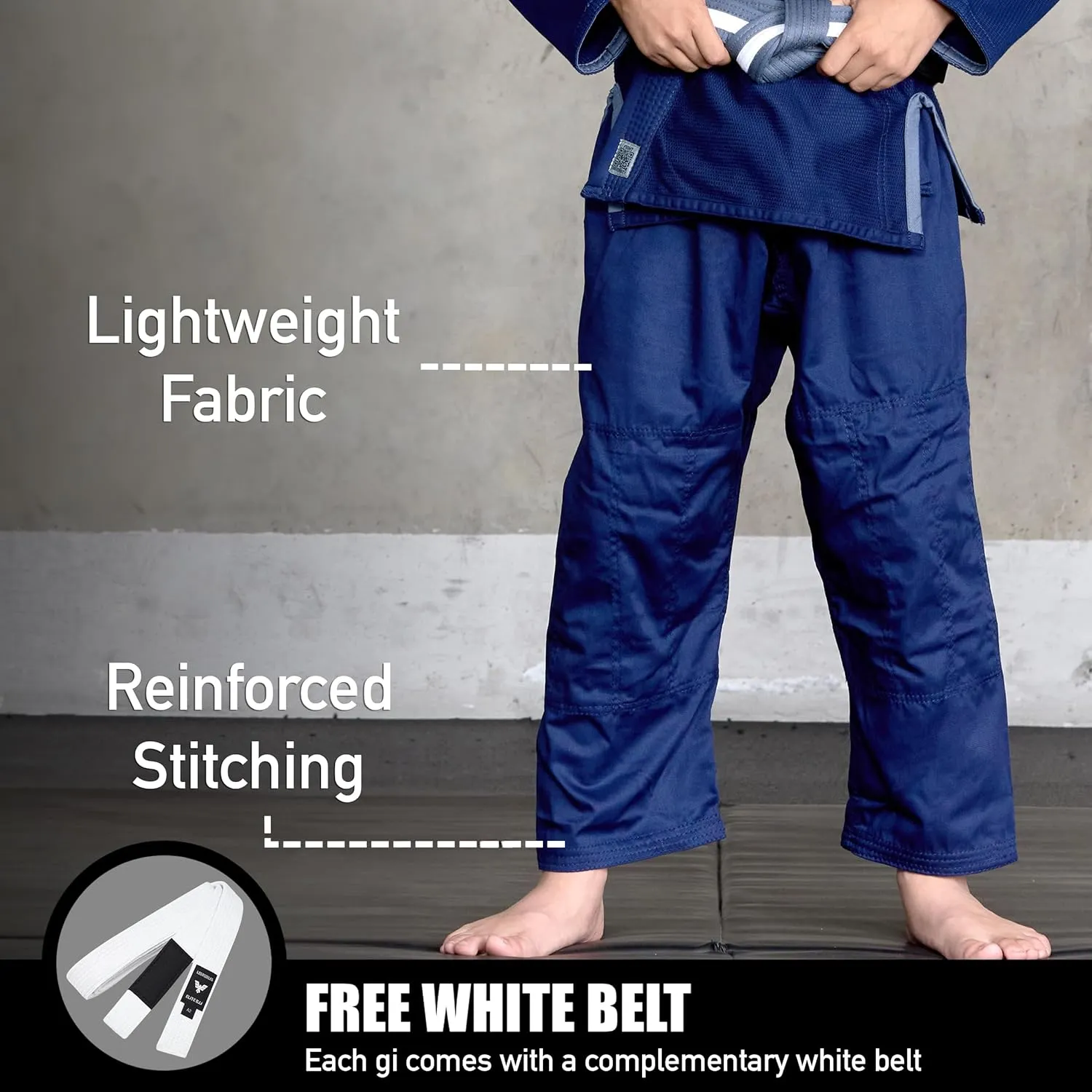 Elite Sports IBJJF Ultra Light BJJ Brazilian Jiu Jitsu Gi for Kids with Preshrunk Fabric and Free Belt