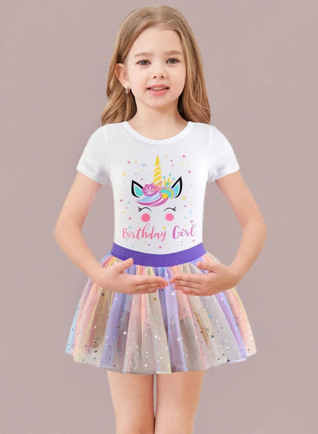 EQSJIU Unicorn Ballet Leotards with Tutu for Girls Toddlers Dance Cotton Tulle Skirts Dress