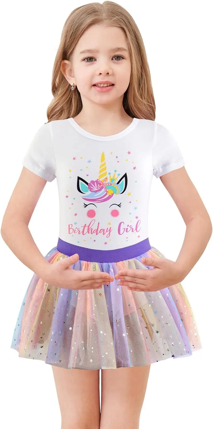 EQSJIU Unicorn Ballet Leotards with Tutu for Girls Toddlers Dance Cotton Tulle Skirts Dress