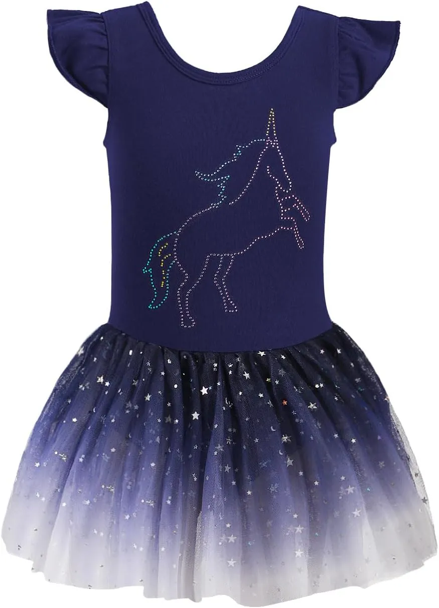 EQSJIU Unicorn Ballet Leotards with Tutu for Girls Toddlers Dance Cotton Tulle Skirts Dress