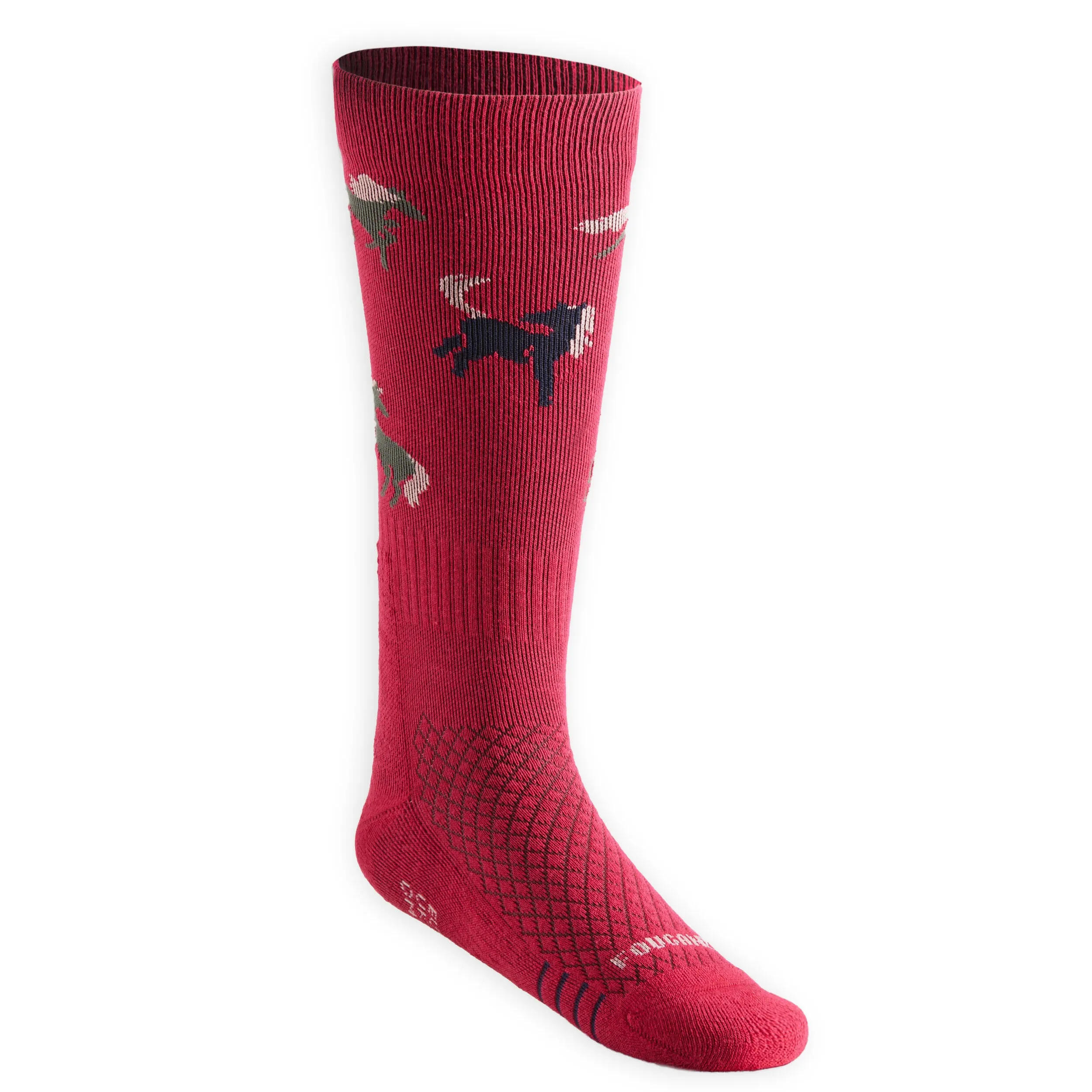 Fouganza children's riding knee socks with Sks 500 Graph print, red-black