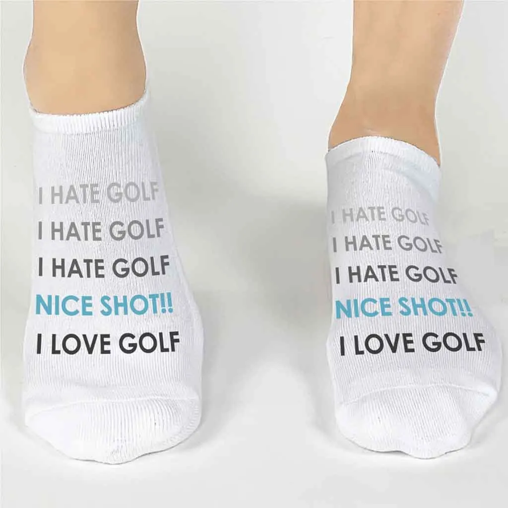 Funny Golf Socks - Love/Hate Golf No-Show Socks
