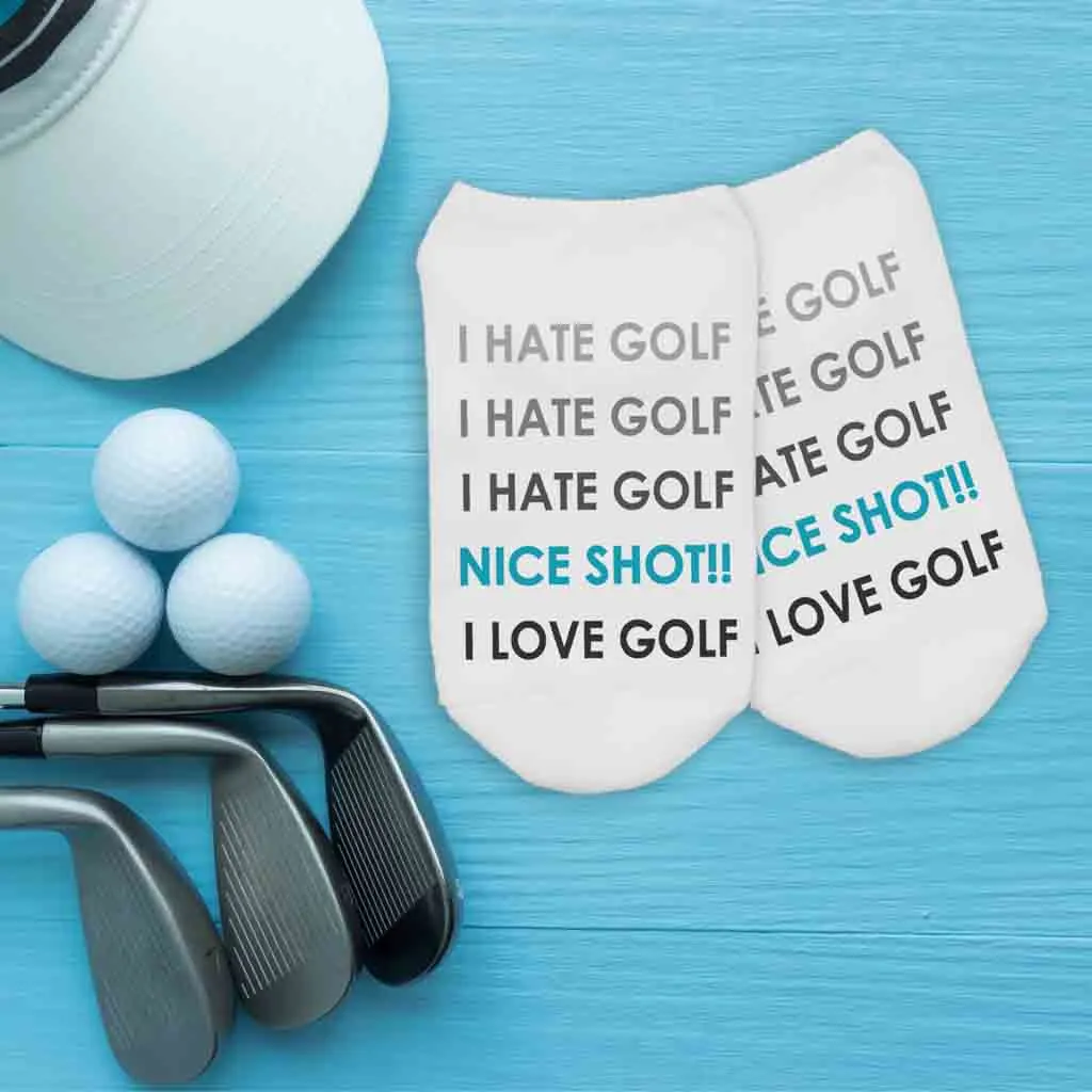 Funny Golf Socks - Love/Hate Golf No-Show Socks