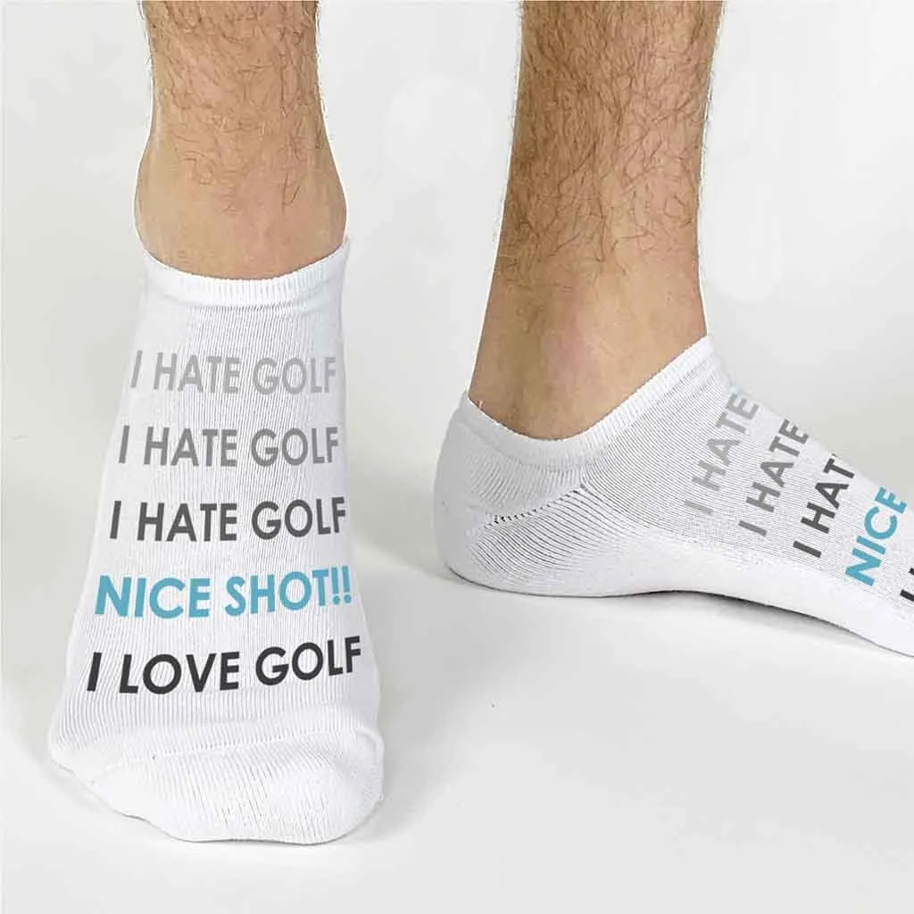 Funny Golf Socks - Love/Hate Golf No-Show Socks