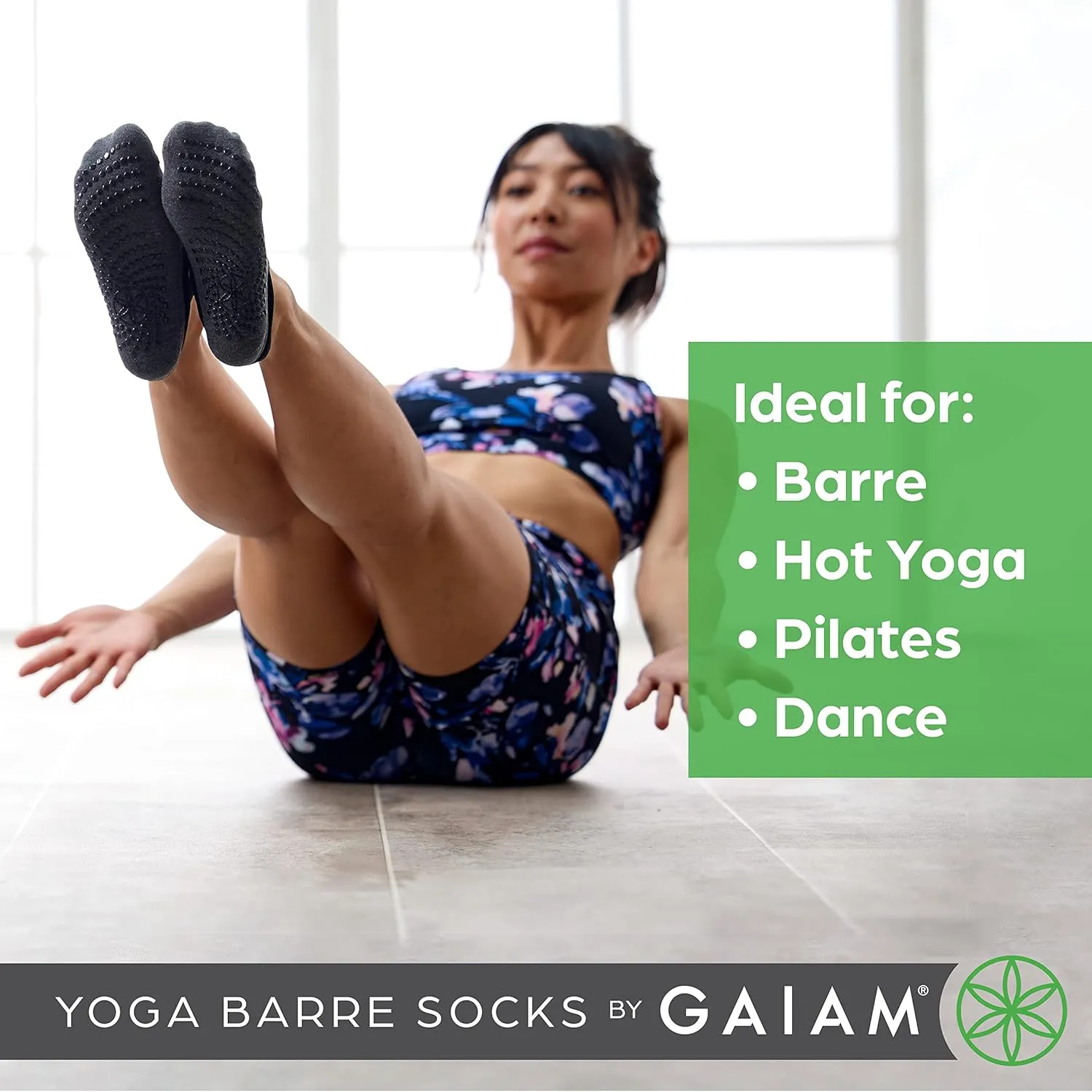 Gaiam Grippy Studio Yoga Socks for Extra Grip in Standard or Hot Yoga