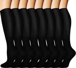 Graduated Copper Compression Socks for Men & Women Circulation 8 Pairs 15-20mmHg - Best for Running Athletic Cycling
