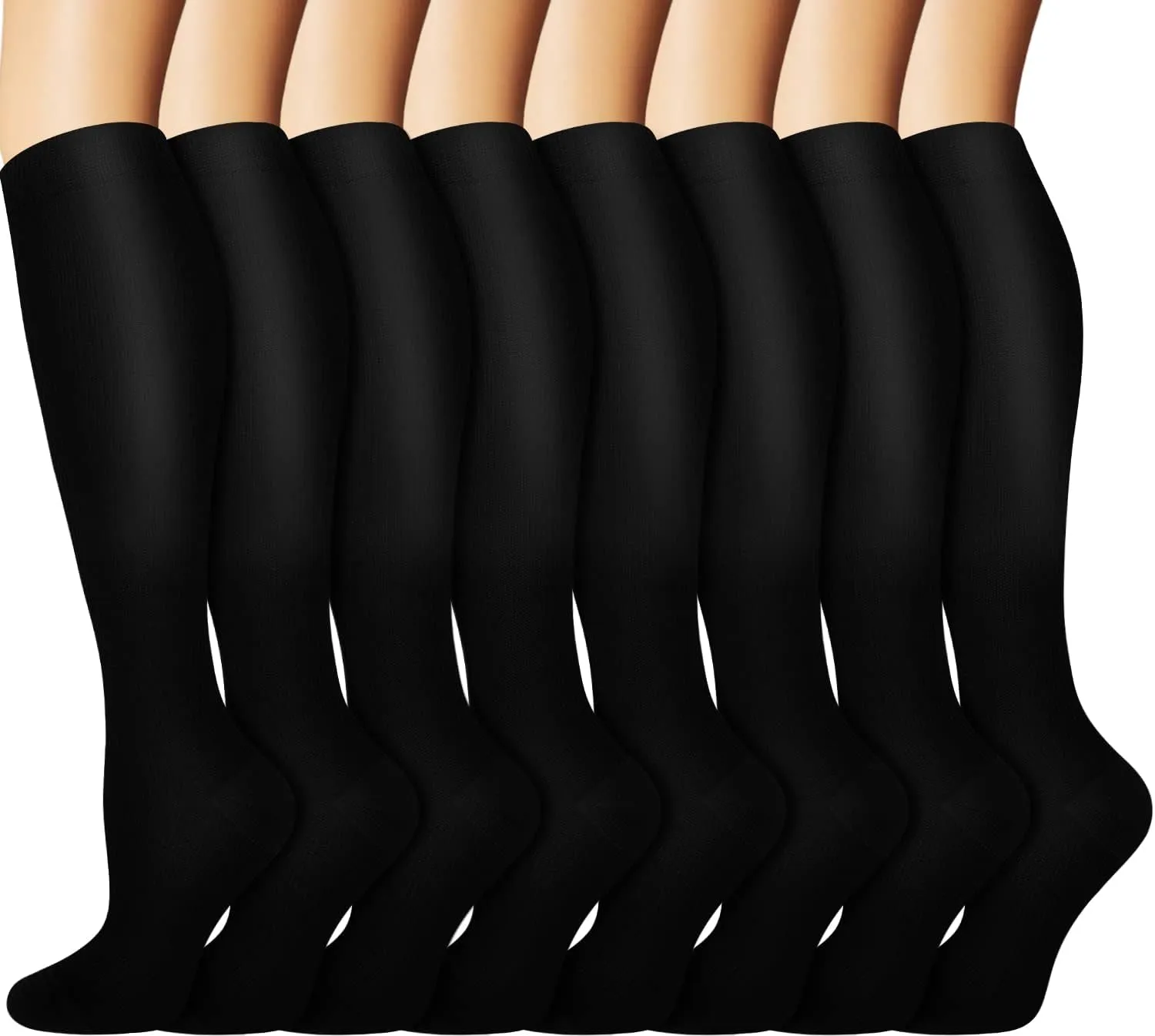 Graduated Copper Compression Socks for Men & Women Circulation 8 Pairs 15-20mmHg - Best for Running Athletic Cycling