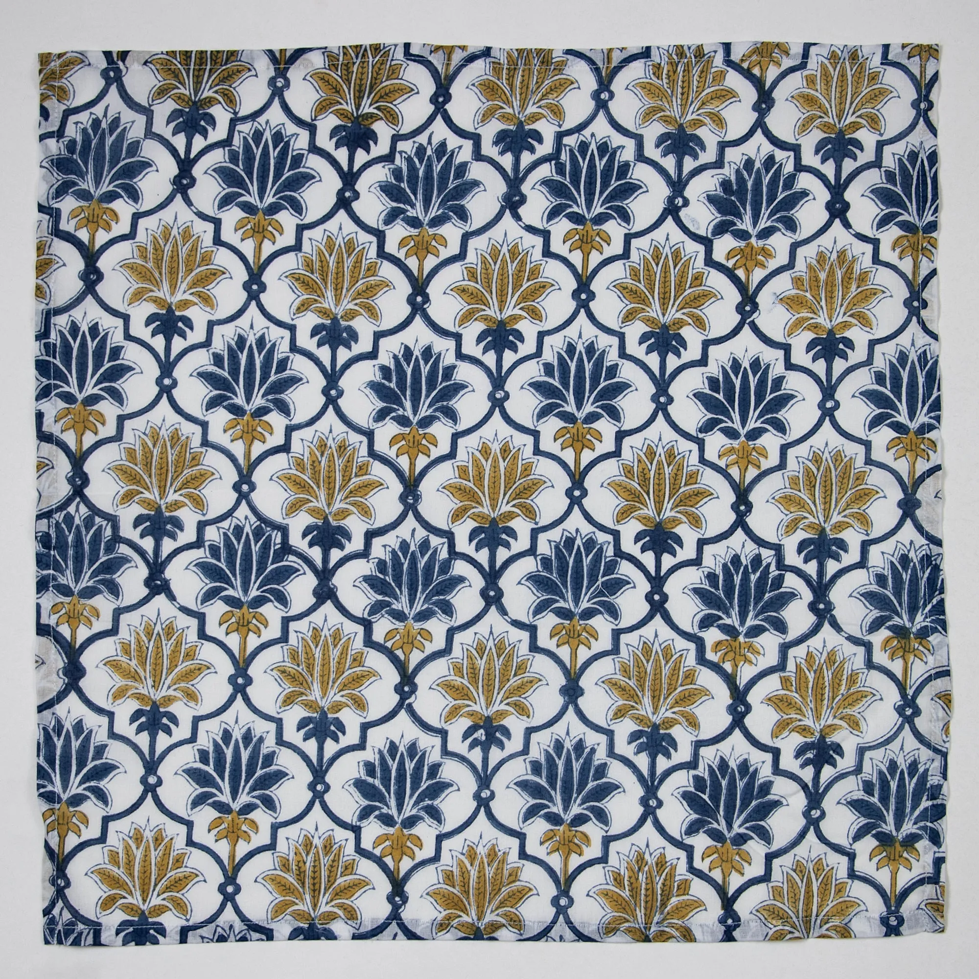 Hand Block Flower Print Cotton Dining Table Napkins