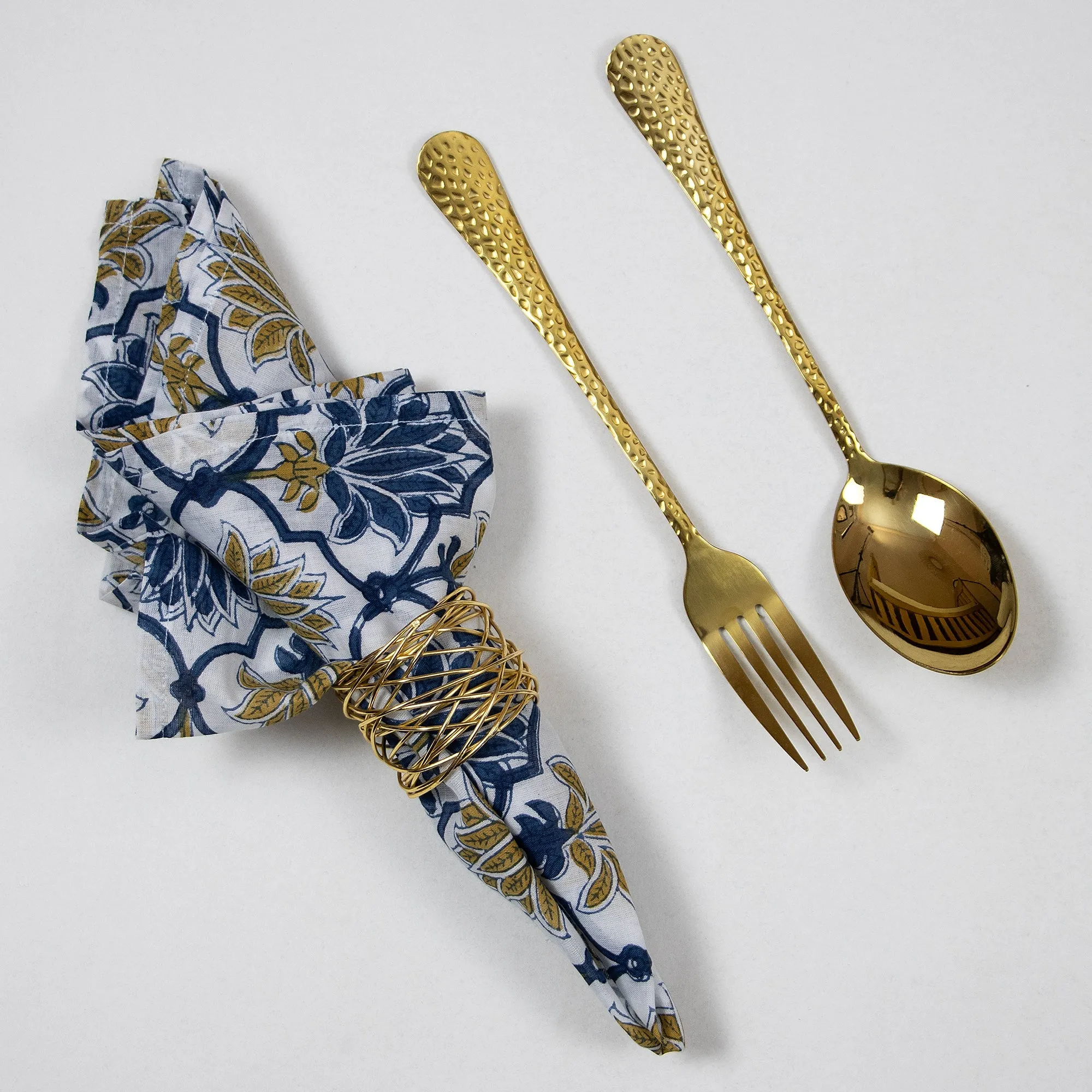 Hand Block Flower Print Cotton Dining Table Napkins