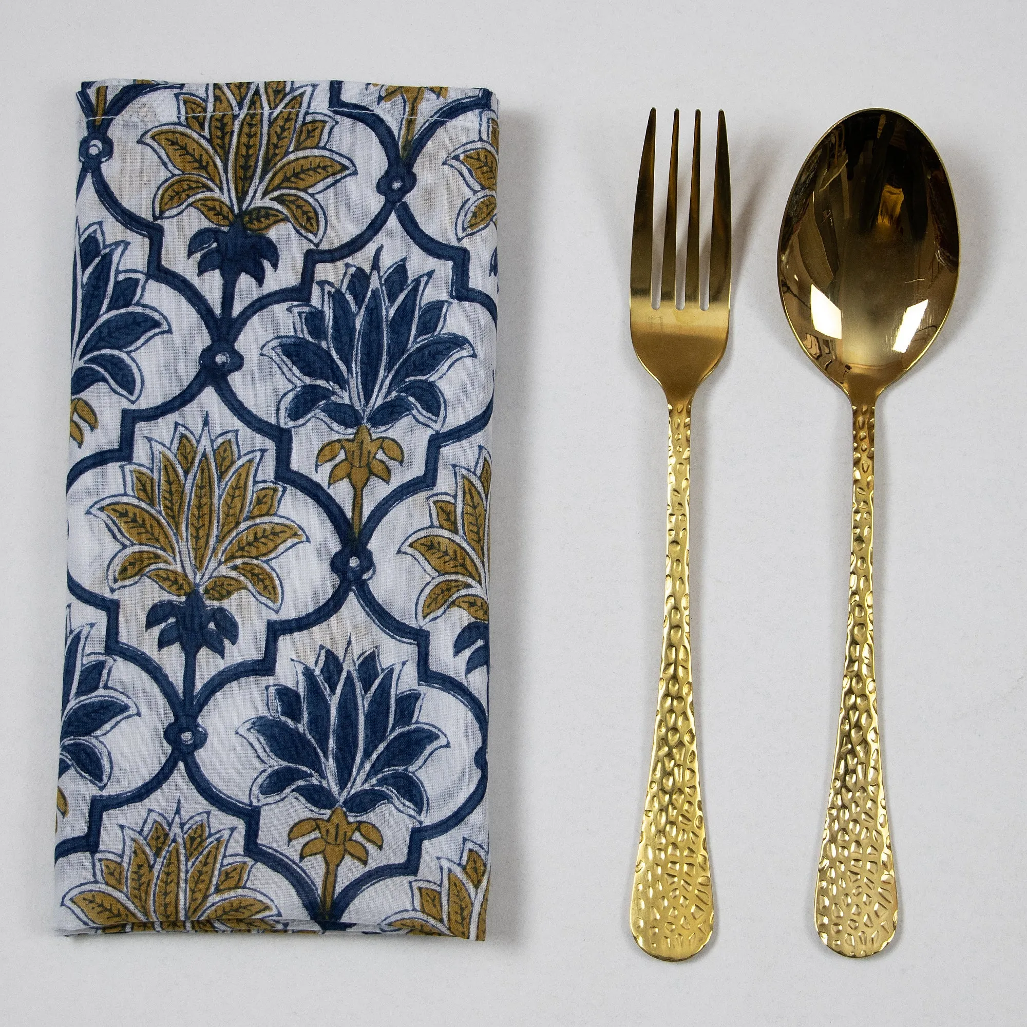 Hand Block Flower Print Cotton Dining Table Napkins
