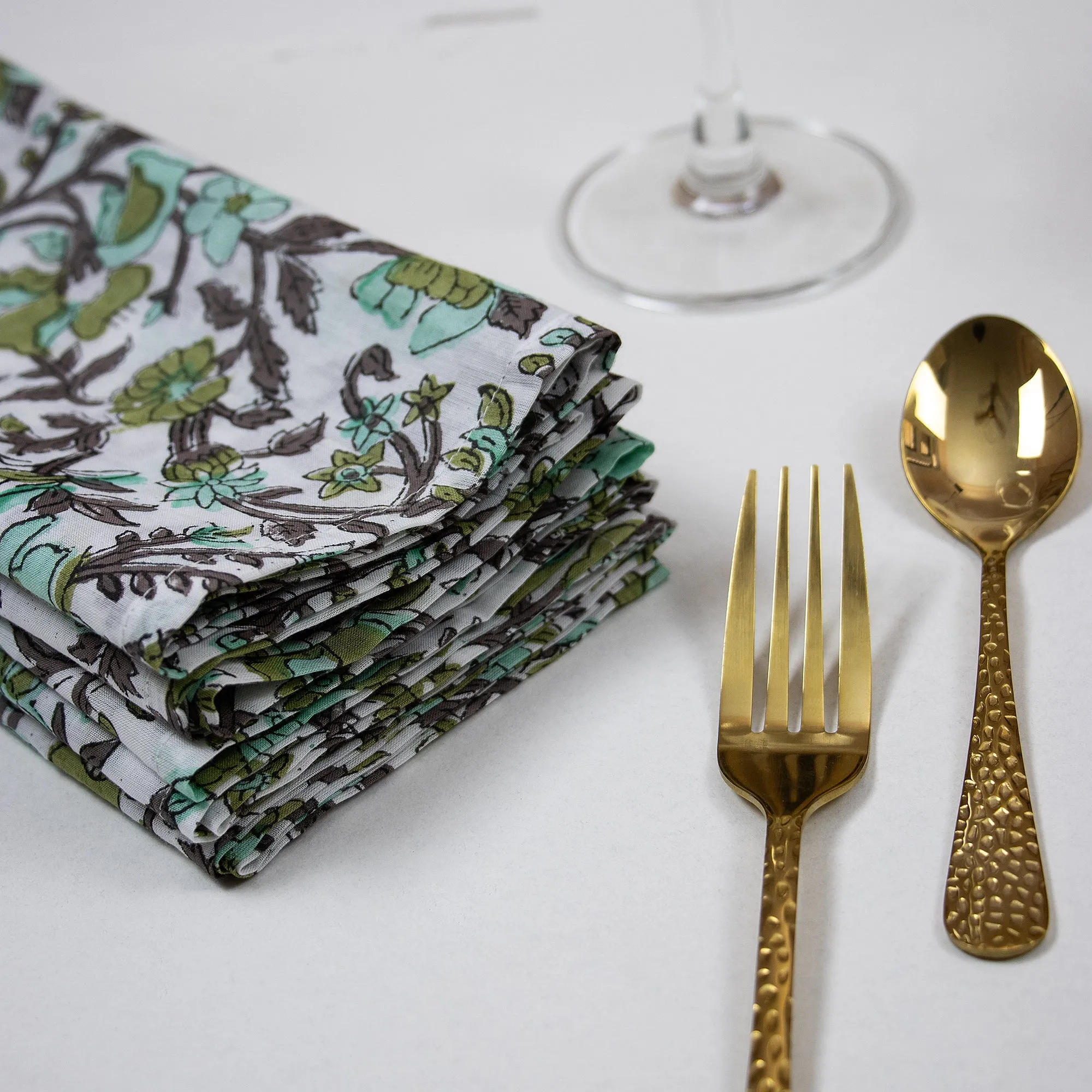 Handmade Multicolor Flower Print Cotton Napkins